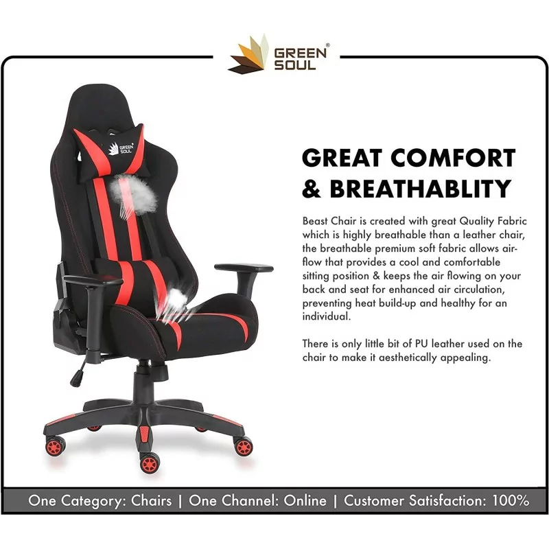 Green Soul GS-600 Beast Series Gaming Chair (Black & Red) 